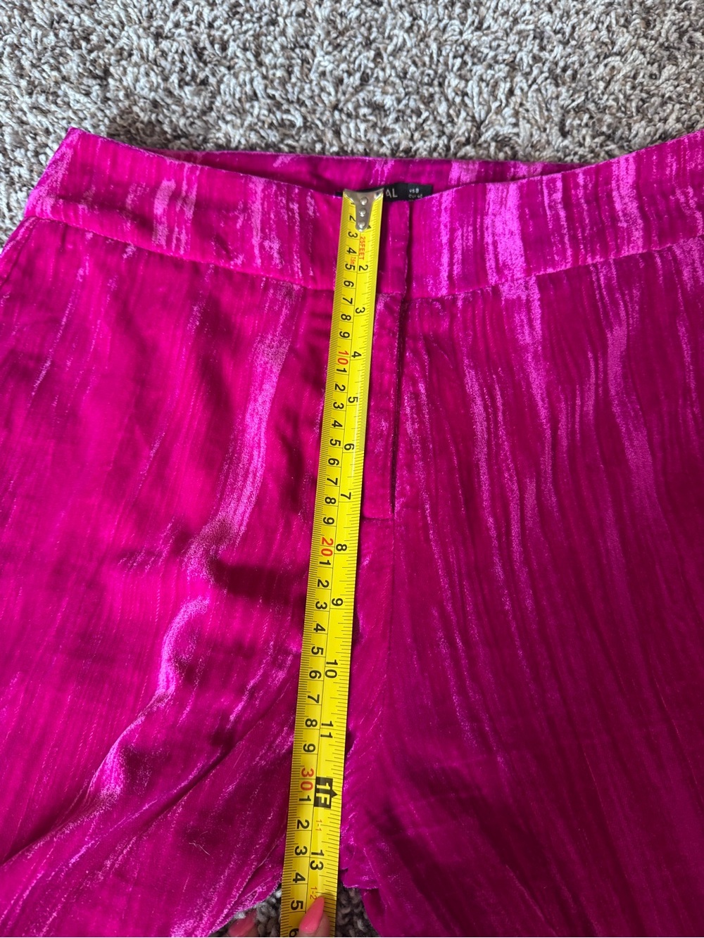 Nasty Gal Hot Pink Crushed Velvet Tailored BLAZER Suit Set 33 Inseam Size 8 - Picture 12 of 14